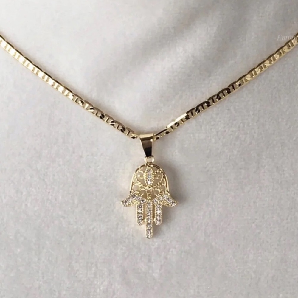 New Turkish Hamsa Hand Gold Plated Protection Pendant Charm Necklace - Picture 9 of 15